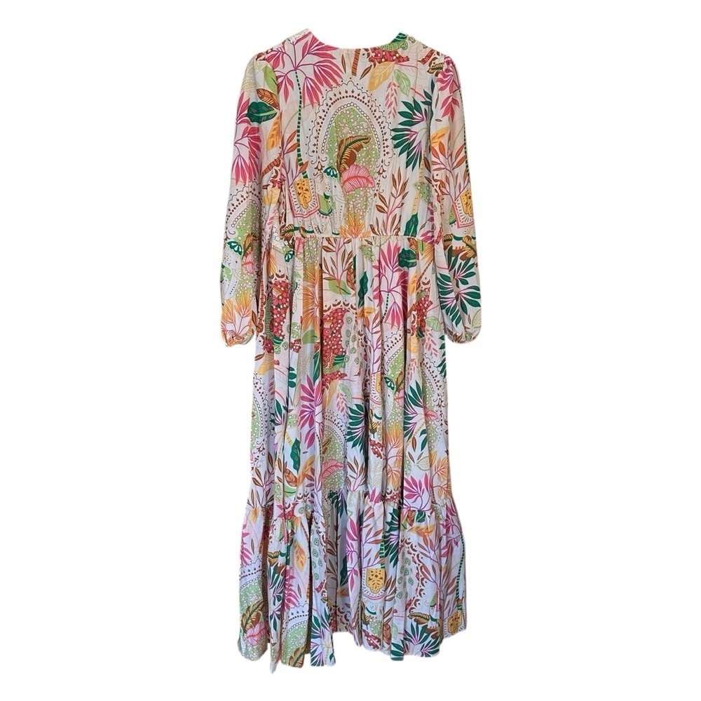 Rusttydustty Lace Trim Floral V Neck Maxi Dress 0X - Picture 4 of 14